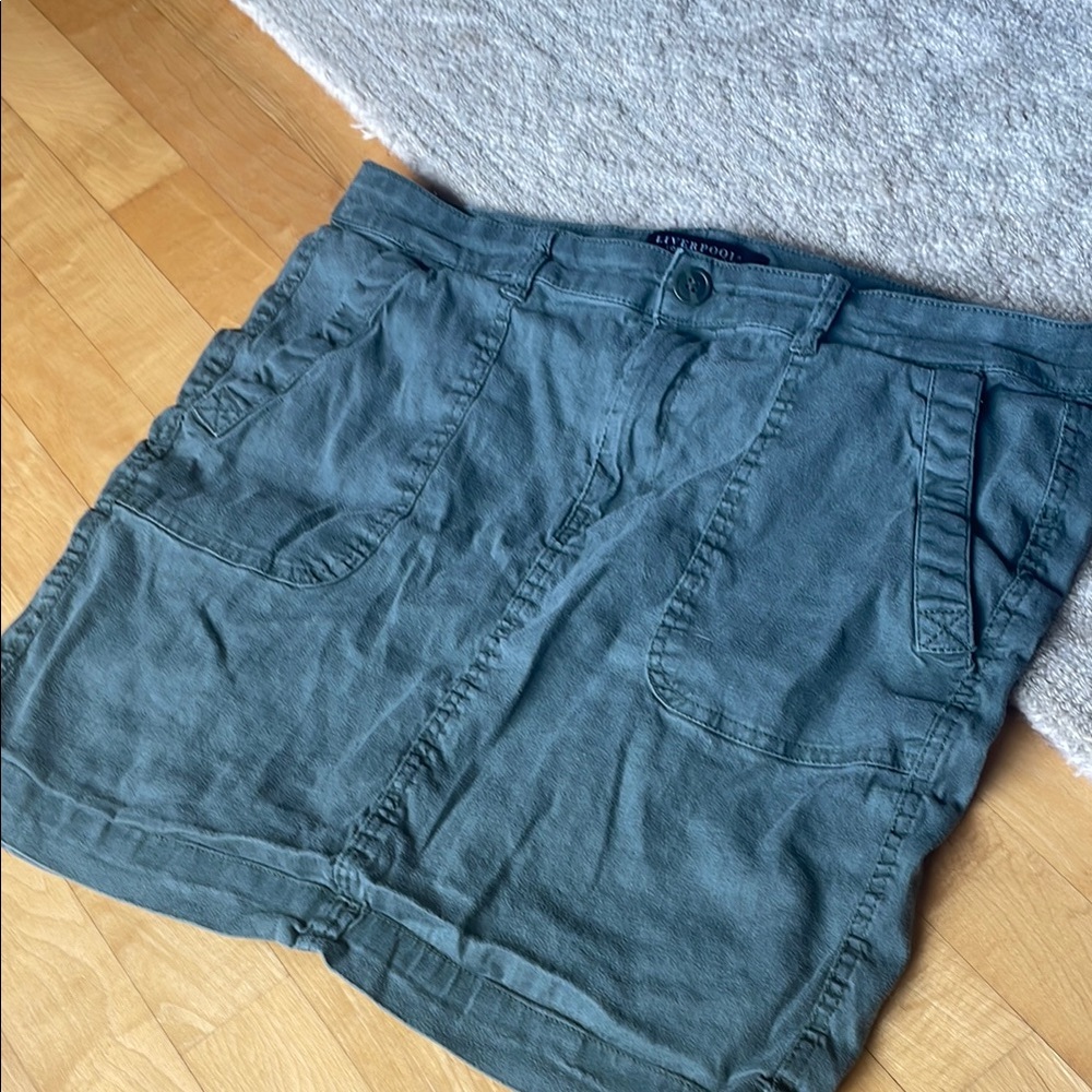 Olive Green Linen Skirt